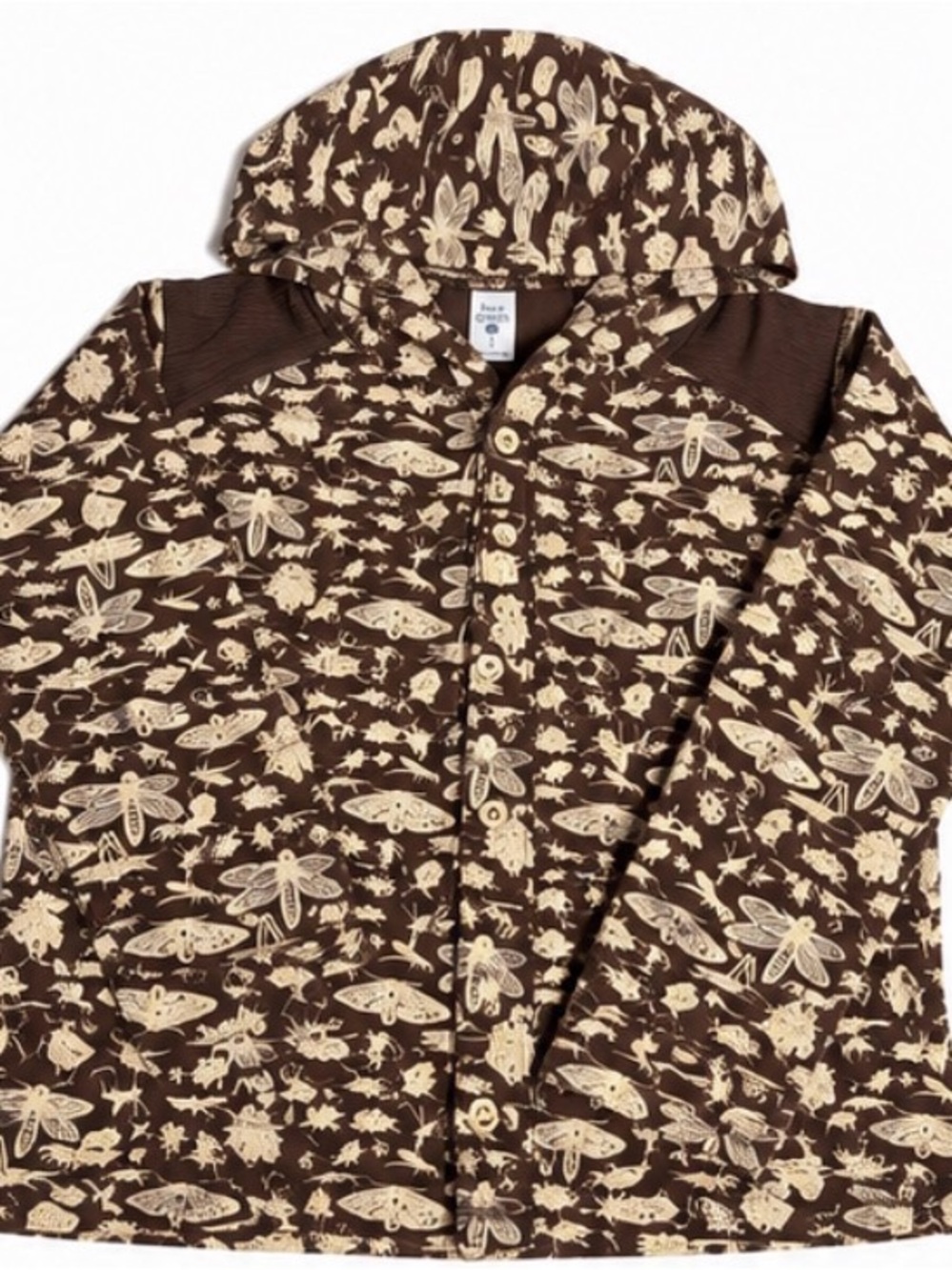 kate quinn Brown and Cream Printed Hooded Button-Up Sweatshirt